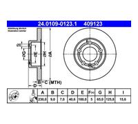 ATE Bremsscheibe 24010901231 voll 230mm 9mm für VAG