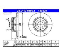 Bremsscheibe ATE 24.0110-0409.1 für VW GOLF VI (5K1) 1.4 2008-2012