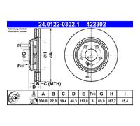ATE Bremsscheibe hinten rechts links belüftet 300mm für MERCEDES-BENZ 24.0122-0302.1