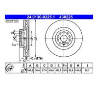 2x ATE Bremsscheibe 24.0130-0225.1