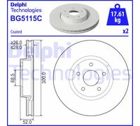 DELPHI Bremsscheibe vorne rechts links belüftet 300mm für FORD BG5115C
