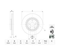 Bremsscheibe BOSCH 0 986 479 G63 vorne, belüftet, hochkarbonisiert, 1 Stück