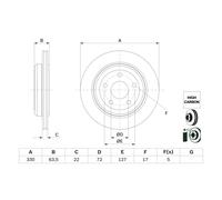 Bremsscheibe BOSCH 0 986 479 G84 hinten, belüftet, hochkarbonisiert, 1 Stück