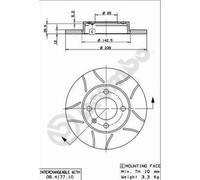 Bremsscheibe BREMBO 08.4177.75, vorne, geschlitzt, voll, 1 Stück