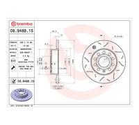 Brembo Bremsscheibe 08.9488.1S hinten geschlitzt Ø256 mm Höhe 48 mm Dicke 12 mm