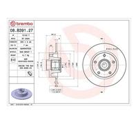 Bremsscheibe Brembo 08.B391.27 Prime Line - With Bearing Kit für Renault