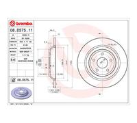 Bremsscheibe BREMBO 08.D575.11, hinten, voll, 1 Stück