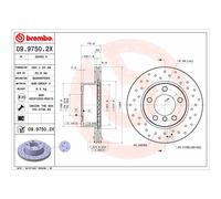 BREMBO Bremsscheibe Xtra, 1Stück, gebohrt, vorne , L/R, außendurchmesser 284 mm, dicke 22 mm, passt zu: BMW 1 (F20), 1 (F21), 2 (F22, F87), 2 (F23) 1.5-2.0D 07.11-06.21 09.9750.2X
