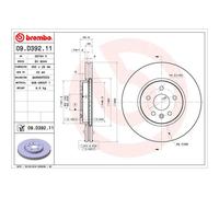 Bremsscheibe BREMBO 09.D392.11, vorne, belüftet, 1 Stück