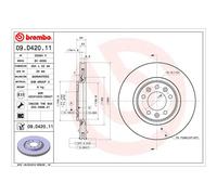 Bremsscheibe BREMBO 09.D420.11, hinten, belüftet, hochkarbonisiert, 1 Stück