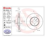 Bremsscheibe BREMBO 09.D720.11, vorne, belüftet, hochkarbonisiert, 1 Stück