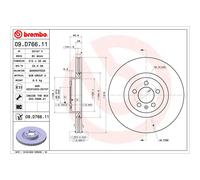Bremsscheibe BREMBO 09.D766.11, vorne, belüftet, hochkarbonisiert, 1 Stück