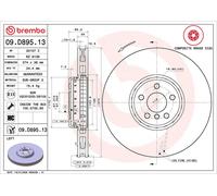 Bremsscheibe BREMBO 09.D895.13, vorne, belüftet, hochkarbonisiert, 1 Stück