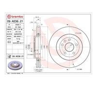 Bremsscheibe Brembo 09.N236.21 Prime Line - Uv Coated für Chrysler Dodge Jeep