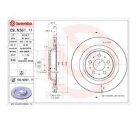 Bremsscheibe BREMBO 09.N361.11, hinten, belüftet, 1 Stück