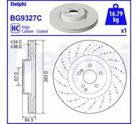 Bremsscheibe DELPHI BG9327C vorne, belüftet, perforiert, hochkarbonisiert, 1 Stück