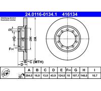 ATE Bremsscheibe 24011601341 voll 284mm 16mm für Ford