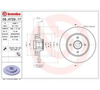 BREMSSCHEIBE HINTEN BREMBO 08A72917 FÜR CITROËN DS PEUGEOT