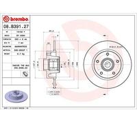 BREMSSCHEIBE HINTEN BREMBO 08B39127 FÜR RENAULT