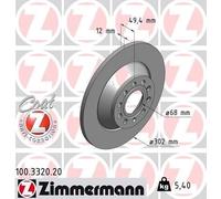 Bremsscheibe Hinterachse Zimmermann 100.3320.20