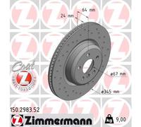 1x Zimmermann Bremsscheibe Coat Z Ø345mm Hinten rechts passend für BMW 3 G20 G80 150.2983.52