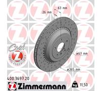 Zimmermann Bremsscheiben Set Hinterachse Innenbelüftet Ø 365Mm | 2X 400.3697.20