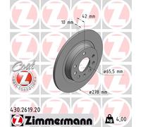 2x ZIMMERMANN BREMSSCHEIBEN 278mm VOLL HINTEN passend für OPEL ASTRA ZAFIRA
