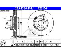Bremsscheibe ATE 24.0128-0154.1 vorne, belüftet, hochkarbonisiert, 1 Stück