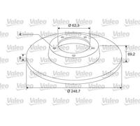 Bremsscheibe Valeo 675408 Coated für Citroën Opel Peugeot Vauxhall DS