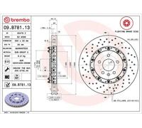 BREMBO Bremsscheibe TWO-PIECE FLOATING DISCS LINE vorne rechts links Gelocht/innenbel. 355mm für VAUXHALL OPEL 09.B781.13