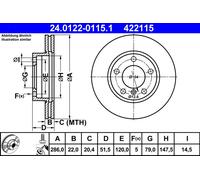 Bremsscheibe Vorderachse ATE 24.0122-0115.1