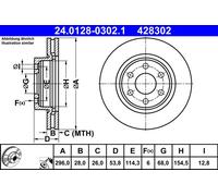 2x ATE Bremsscheibe 24.0128-0302.1