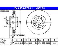2x ATE Bremsscheibe 24.0130-0225.1