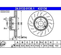 ATE Bremsscheibe 24013201361 Gelocht 330mm 32mm für Mercedes