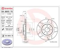 2x BREMBO Bremsscheibe XTRA LINE - Max 09.8903.75 für KALINA 1117 LADA 1119 110