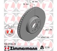 Bremsscheibe ZIMMERMANN 150.2936.20 COAT Z für BMW TOYOTA BMW (BRILLIANCE)