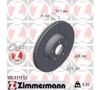 2x ZIMMERMANN Bremsscheibe SPORT COAT Z 100.3317.52