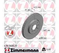 2 Zimmermann Bremsscheiben 280mm vorne für Opel Combo Tour Kombi Meriva