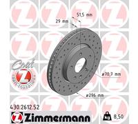 Zimmermann Bremsscheibe 430.2612.52 Vorderachse gelocht 296 mm für Opel/Chevrolet