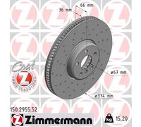 ZIMMERMANN Bremsscheibe vorne rechts links Gelocht 374mm für BMW 34106880078 34106875284 150.2955.52