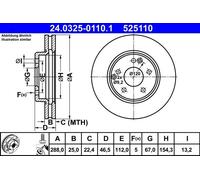 Bremsscheiben MERCEDES-BENZ C-CLASS C 200 Kompressor 24.0325-0110.1 (1Stück)