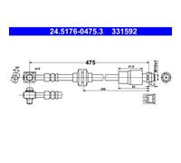 ATE Bremsschlauch 24.5176-0475.3 M10x1 für OPEL MOKKA J13 _76 4x4 LPG CDTI TRAX