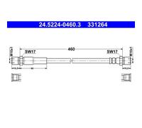 1x Bremsschlauch ATE 24.5224-0460.3 passend für MERCEDES-BENZ