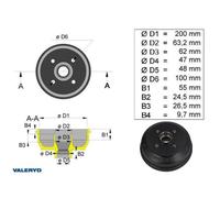 Bremstrommel 20050 für mm-Radlager / 4x100 / passend für BPW - S2005-5 Anhänger