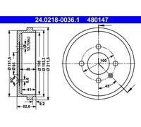 Bremstrommel 24.0218-0036.1 ATE für VW LUPO I