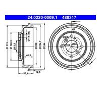 ATE Bremstrommel 24.0220-0009.1 für Ford