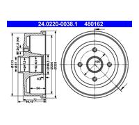 ATE Bremstrommel hinten rechts links für VAUXHALL OPEL 24.0220-0038.1