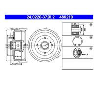 Bremstrommel ATE 24.0220-3720.2 (2 Stk.) für Ford Ssangyong Focus I
