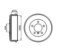Bosch Bremstrommel 0986477038 – hinten rechts/links für Mercedes‑Benz W463, Steyr