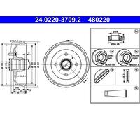 ATE Bremstrommel 24022037092 für Ford